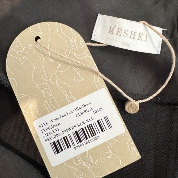 NWT Meshki Veda Two Tone Cutout Strappy Satin Mini Dress White Black New XXL - Picture 7 of 9